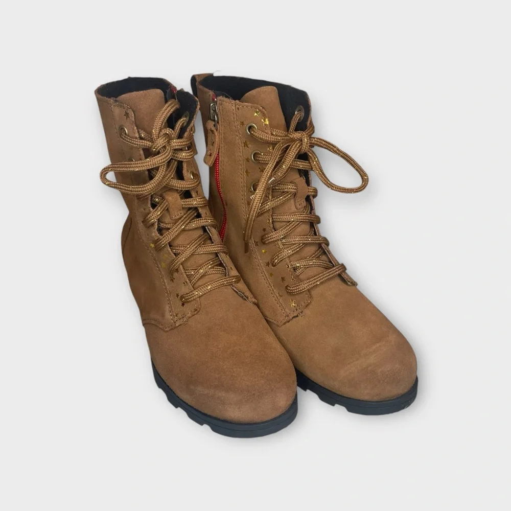 Sorel Emelie Suede Gold Star Pattern Waterproof Boots